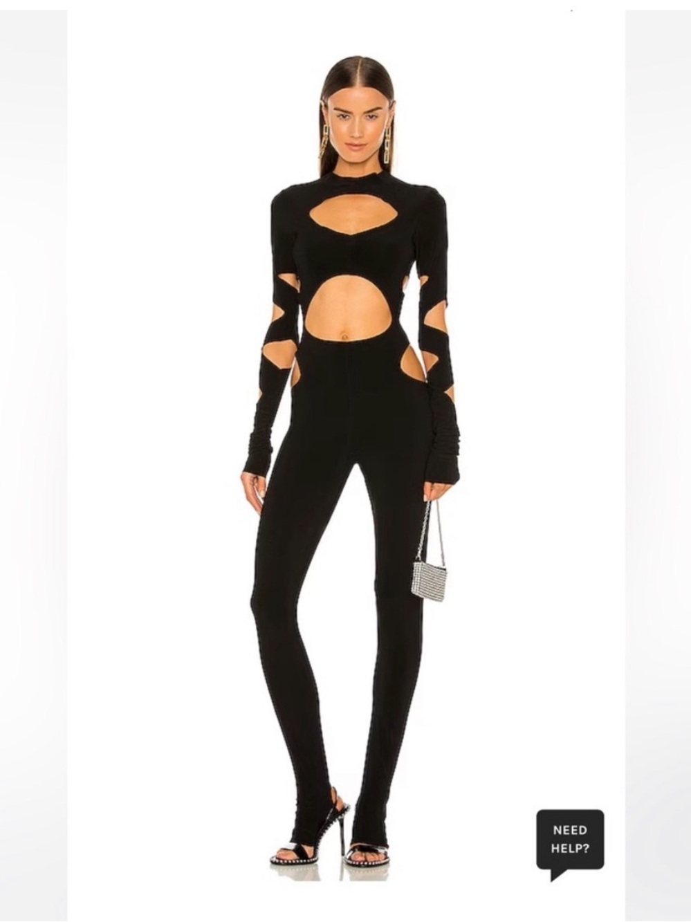 REVOLVE Black Long-Sleeve Cutout Jumpsuit - Catwoman